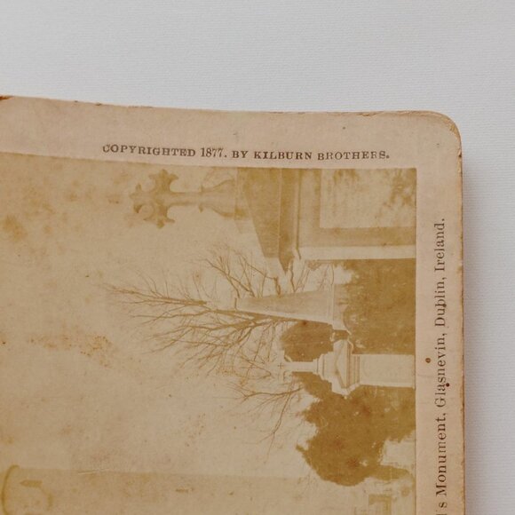 Antique Stereograph Card Daniel O'Connell monument Glasnevin cemetery Ireland - Picture 3 of 4